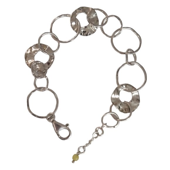 Silpada Sterling Silver Hammered Round Disc Paper Chain Bracelet 8” Long E102 - Picture 1 of 6